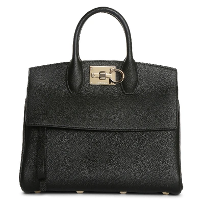 Shop Ferragamo Studio Leather Handbag In Black