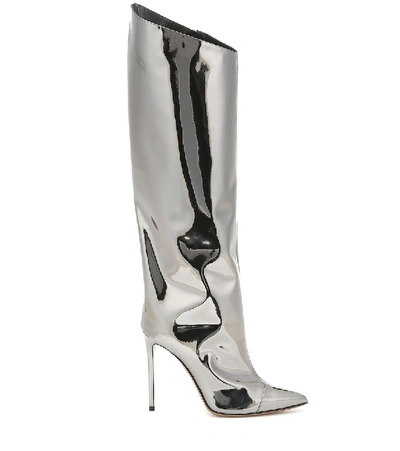 Shop Alexandre Vauthier Alex Metallic Over-the-knee Boots In Silver