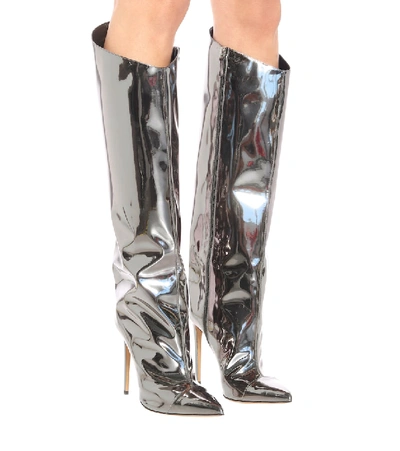 Shop Alexandre Vauthier Alex Metallic Over-the-knee Boots In Silver