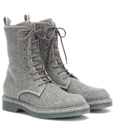 Shop Max Mara Baker Leather-trimmed Ankle Boots In Grey