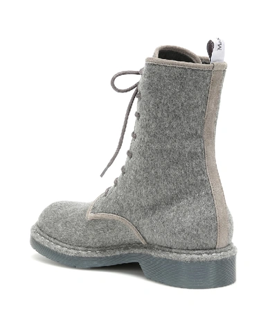 Shop Max Mara Baker Leather-trimmed Ankle Boots In Grey