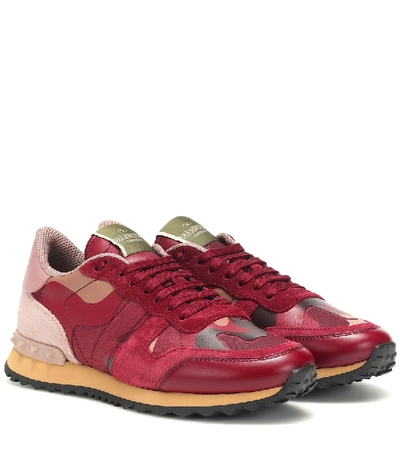 Shop Valentino Rockrunner Camouflage Sneakers In Red