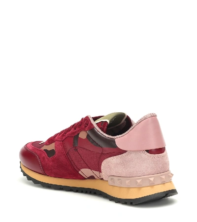Shop Valentino Rockrunner Camouflage Sneakers In Red