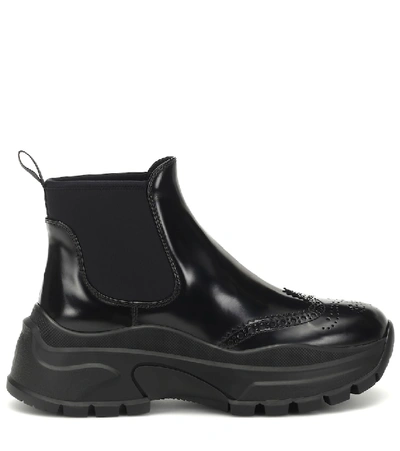 Shop Prada Leather Ankle Boots In Black