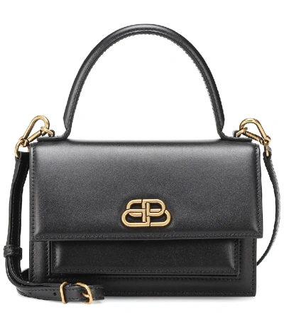 Shop Balenciaga Sharp Xs Leather Shoulder Bag In Black