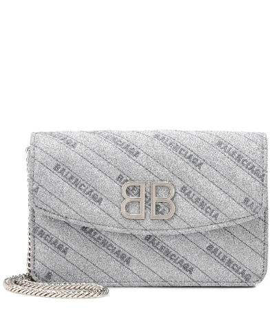 Shop Balenciaga Bb Chain Leather Shoulder Bag In Silver