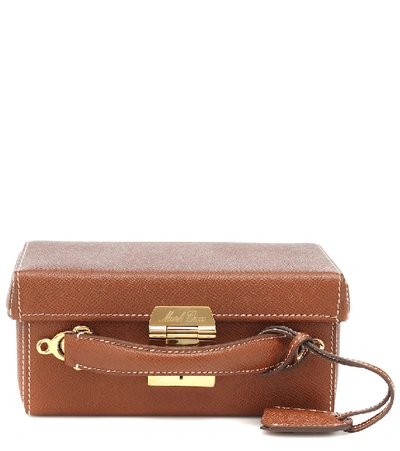 Shop Mark Cross Grace Small Box Leather Shoulder Bag In Brown