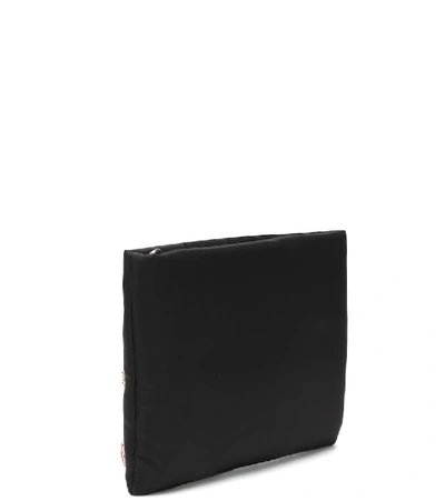 Shop Prada Embellished Nylon Shoulder Bag In Black