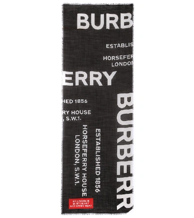 Shop Burberry Printed Wool And Silk Scarf In Black