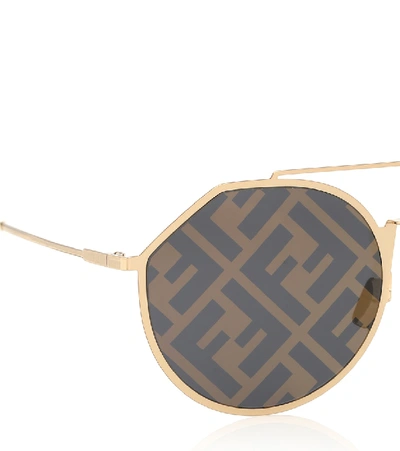 Shop Fendi Eyeline Logo Sunglasses In Brown