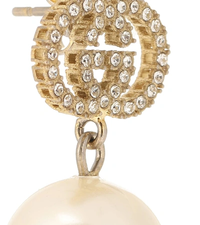 Shop Gucci Gg Crystal-embellished Earrings In White