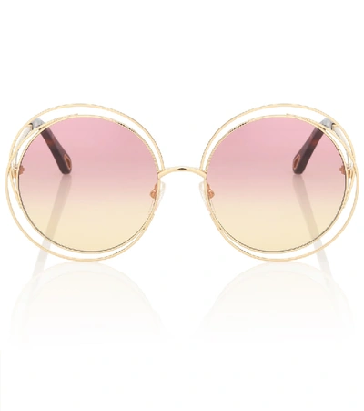 Shop Chloé Carlina Round Sunglasses In Pink