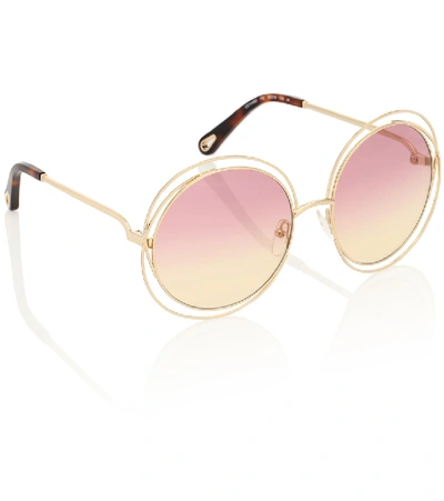 Shop Chloé Carlina Round Sunglasses In Pink