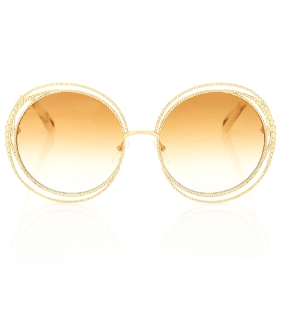 Shop Chloé Carlina Round Sunglasses In Yellow