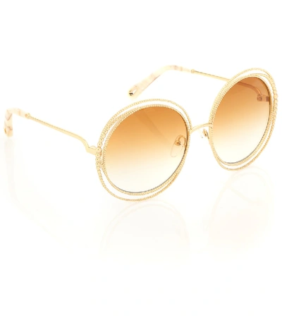 Shop Chloé Carlina Round Sunglasses In Yellow