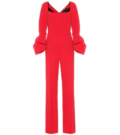 Shop Roland Mouret Bethany Wool-crêpe Jumpsuit In Red