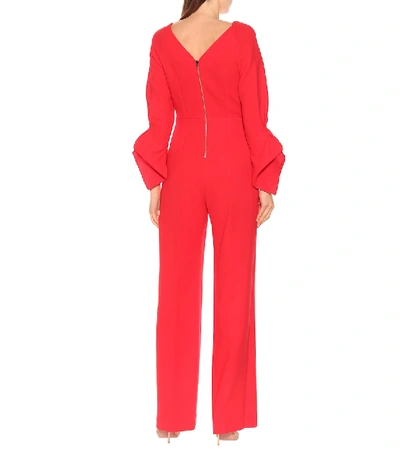 Shop Roland Mouret Bethany Wool-crêpe Jumpsuit In Red