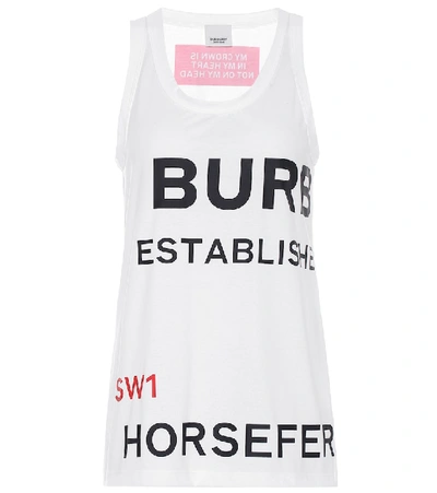 Shop Burberry Printed Cotton Tank Top In White