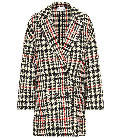 Shop Red Valentino Houndstooth Wool-blend Coat In Multicoloured