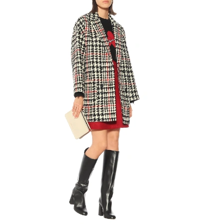 Shop Red Valentino Houndstooth Wool-blend Coat In Multicoloured