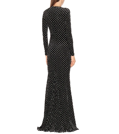 Shop Balenciaga Polka-dot Velvet Maxi Dress In Black