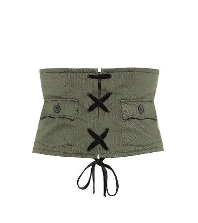 Shop Miu Miu Cotton Corset Belt In Green