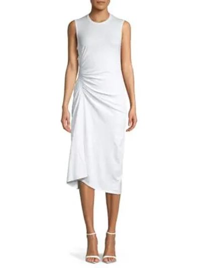 Shop James Perse Ruched-front Sleeveless Dress In White