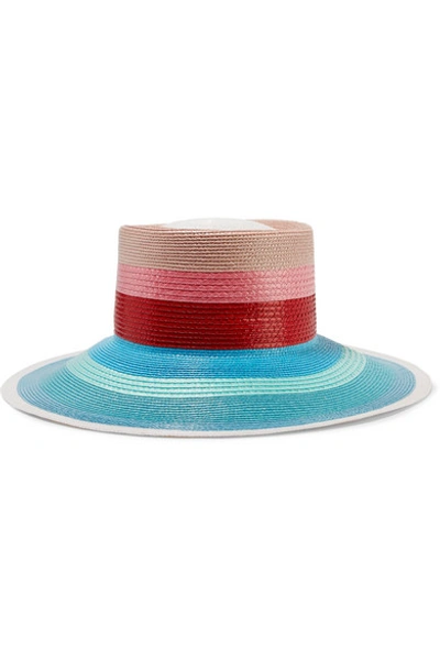 Shop Missoni Striped Faux Straw Sunhat In Red