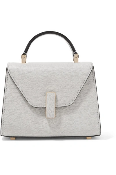 Shop Valextra Iside Micro Textured-leather Shoulder Bag In Stone