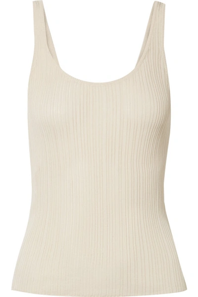 Shop Theory Ribbed-knit Tank In Ecru