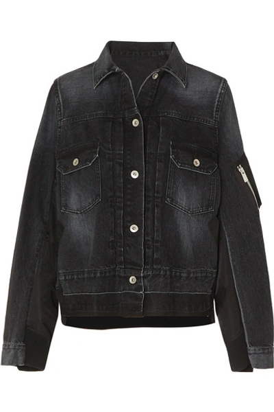 Shop Sacai Paneled Denim And Shell Jacket