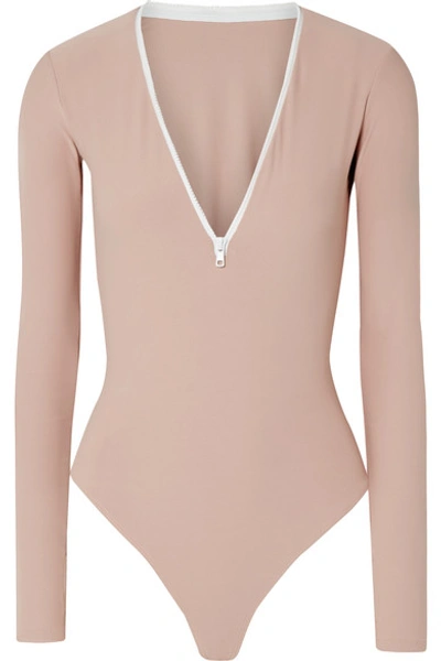 Shop Alix Spruce Stretch-jersey Thong Bodysuit In Sand