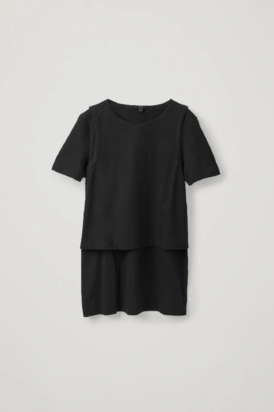 Shop Cos Double-layer Jersey Top In Black