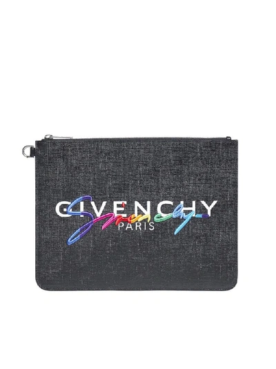 Shop Givenchy Logo Zipped Pouch In Black