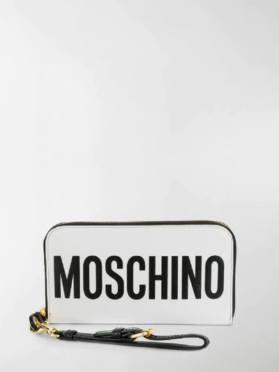 Shop Moschino Zip-around Logo Wallet In White