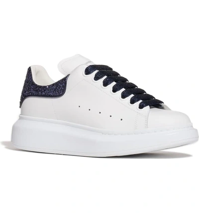 Shop Alexander Mcqueen Sneaker In White/ Navy Glitter