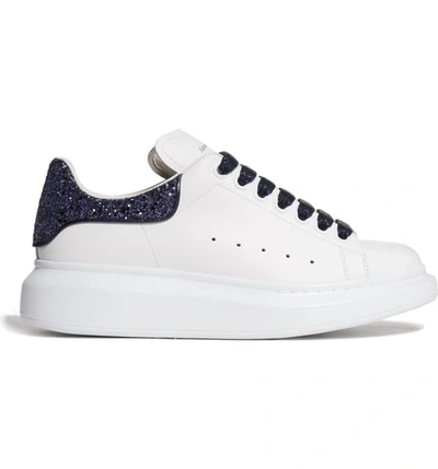 Shop Alexander Mcqueen Sneaker In White/ Navy Glitter