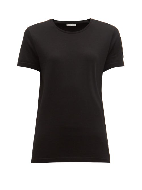 Moncler Velvet-Logo Patch Cotton T-Shirt In Black | ModeSens