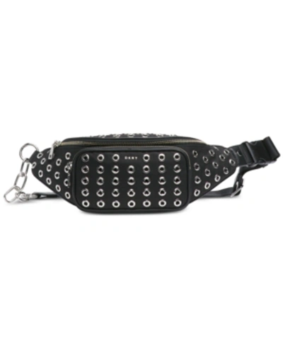 Shop Dkny Grommet Stud Belt Bag, Created For Macy's In Black/silver