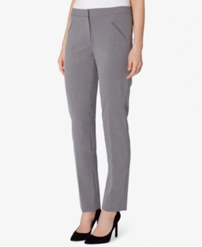 Shop Tahari Asl Petite Skinny-leg Trousers In Heather Grey