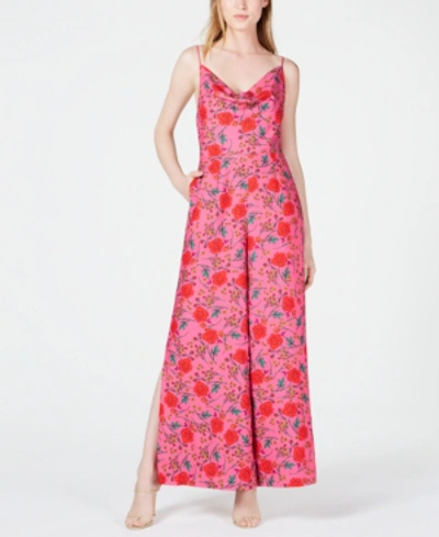 Shop Finders Keepers Hana Floral-print Cowl-neck Jumpsuit In Fuschia Floral