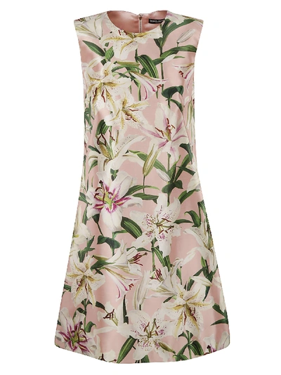 Shop Dolce & Gabbana Floral Print Dress In Pink