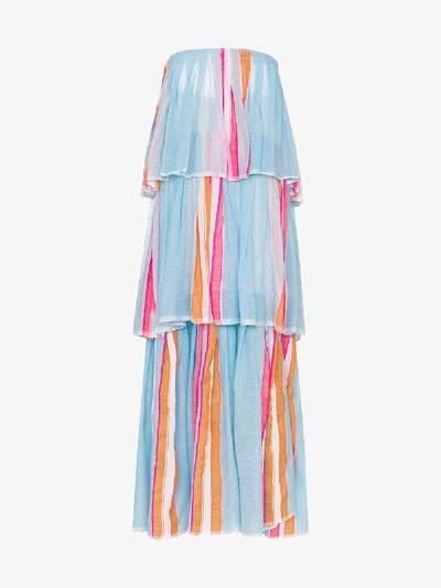 Shop Lemlem Eskedar Striped Tiered Maxi Dress In Blue
