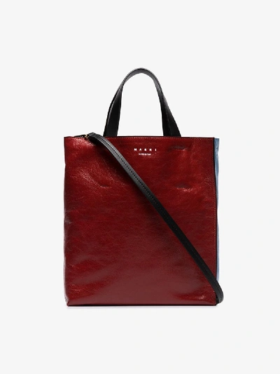 Shop Marni Red And Blue Museo Medium Tote Bag