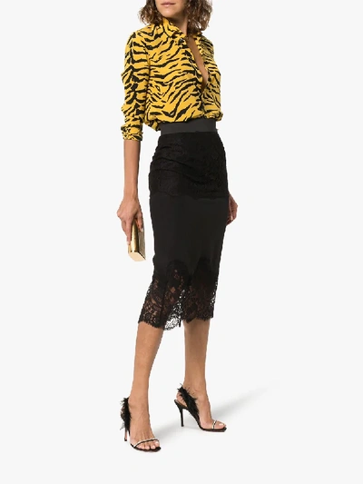 Shop Dolce & Gabbana Lace High Waist Skirt In Black