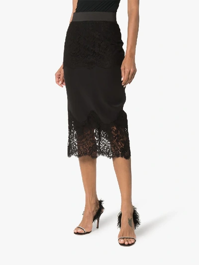 Shop Dolce & Gabbana Lace High Waist Skirt In Black