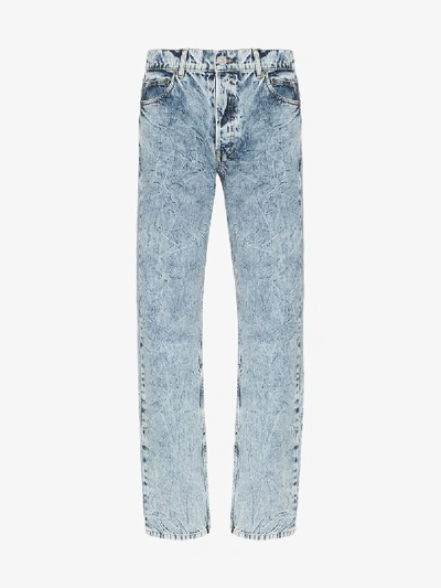 Shop Balenciaga High Waist Acid Wash Jeans In Blue