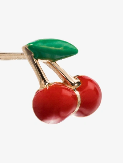 Shop Alison Lou 14k Yellow Gold Cherry Earring In Red