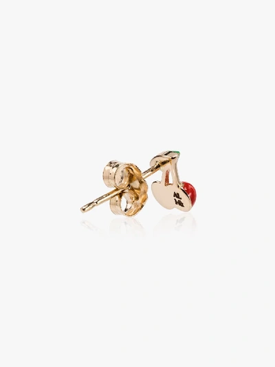 Shop Alison Lou 14k Yellow Gold Cherry Earring In Red
