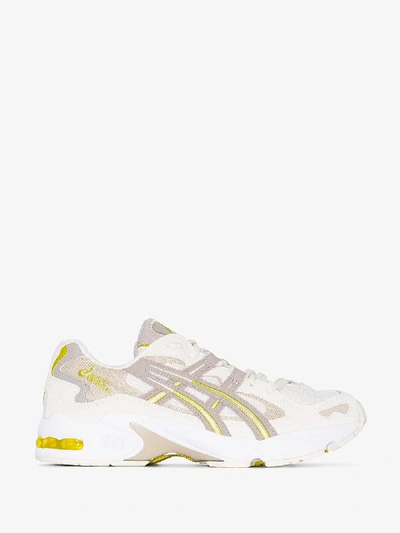 Shop Asics White And Yellow Kayano Leather Sneakers In Neutrals